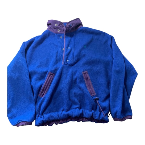 Vtg Knights Of Round Table Fleece Jacket Pullover Snap Blue/Purple 90’s 80s L - Picture 5 of 10